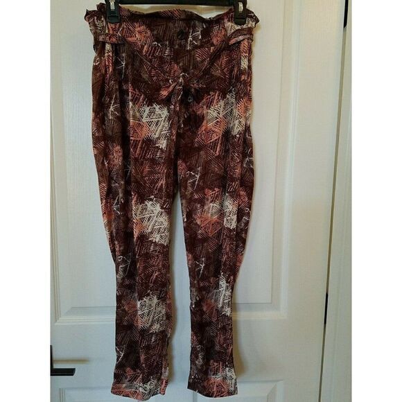 Rewash Print Jogger Pants High Waist Pull On Brown Burgundy Womens Small - Picture 1 of 6